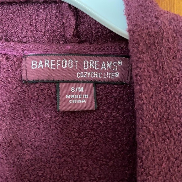 Barefoot Dreams Cardigan Sweater Cozy Chic Lite Plum Purple Open Front Waterfall - Picture 5 of 8